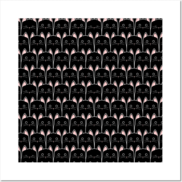 Many Black Cats Pattern Wall Art by tanyadraws